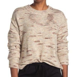 NEW Max Studio Women Long Sleeve Knit Pullover Sweater Colorwork Multi Oatmeal